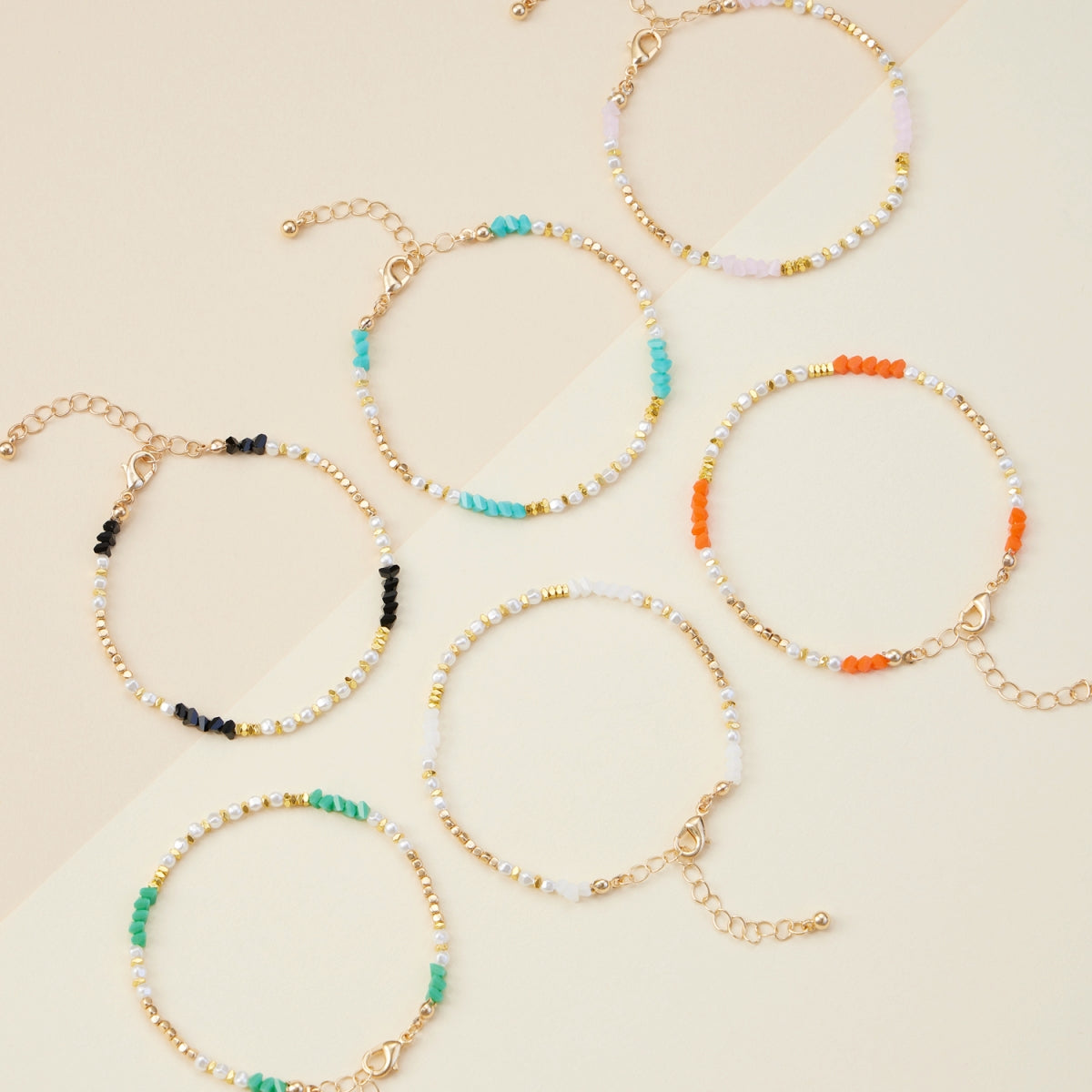 Pearl & Glass Beaded Basic Anklet
