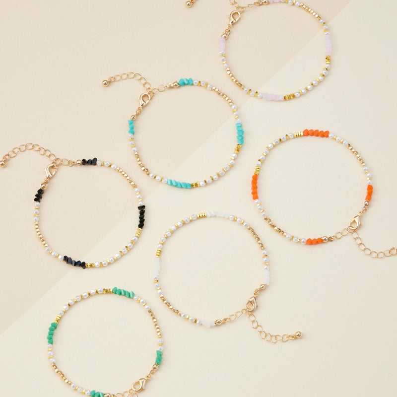 Pearl & Glass Beaded Basic Anklet