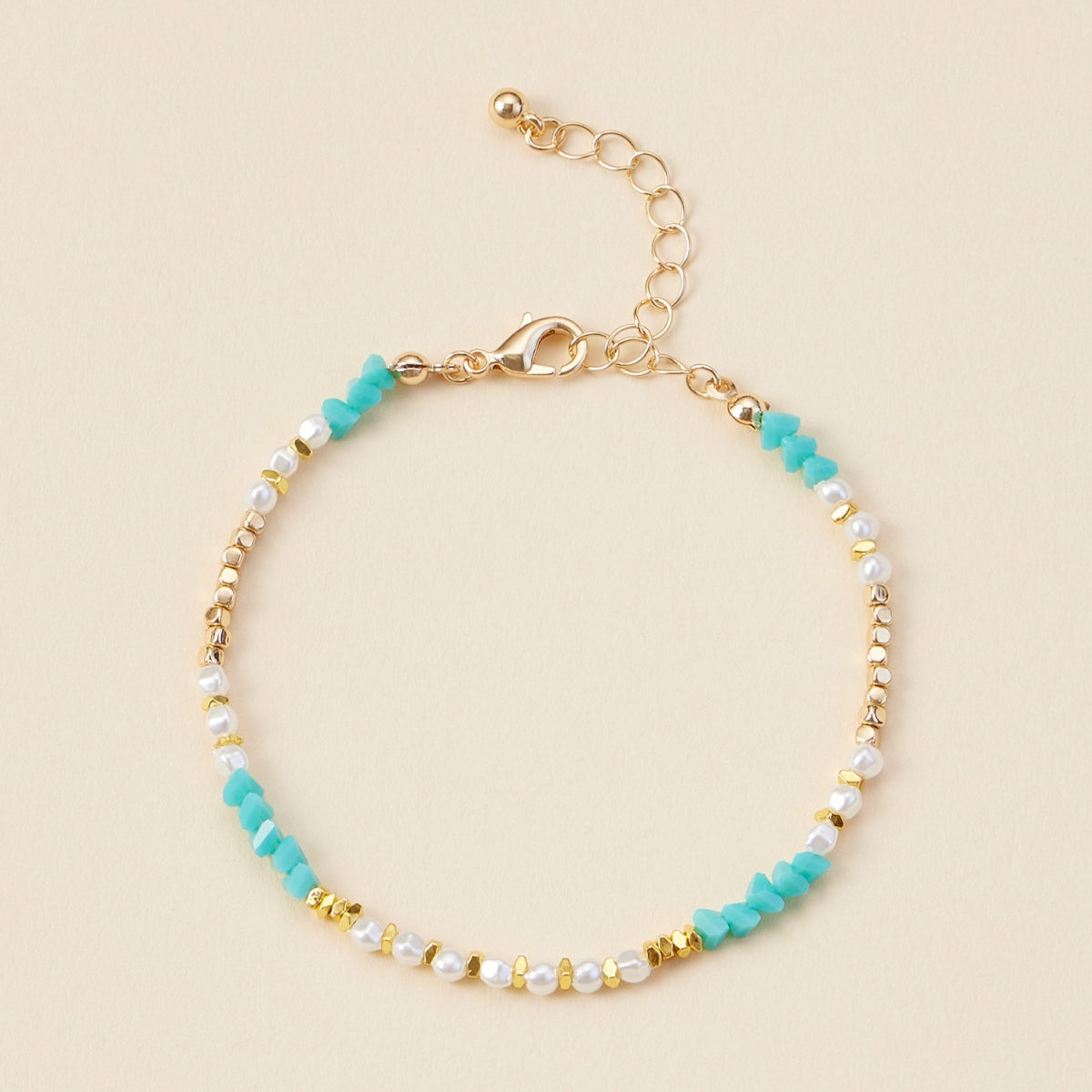 Pearl & Glass Beaded Basic Anklet