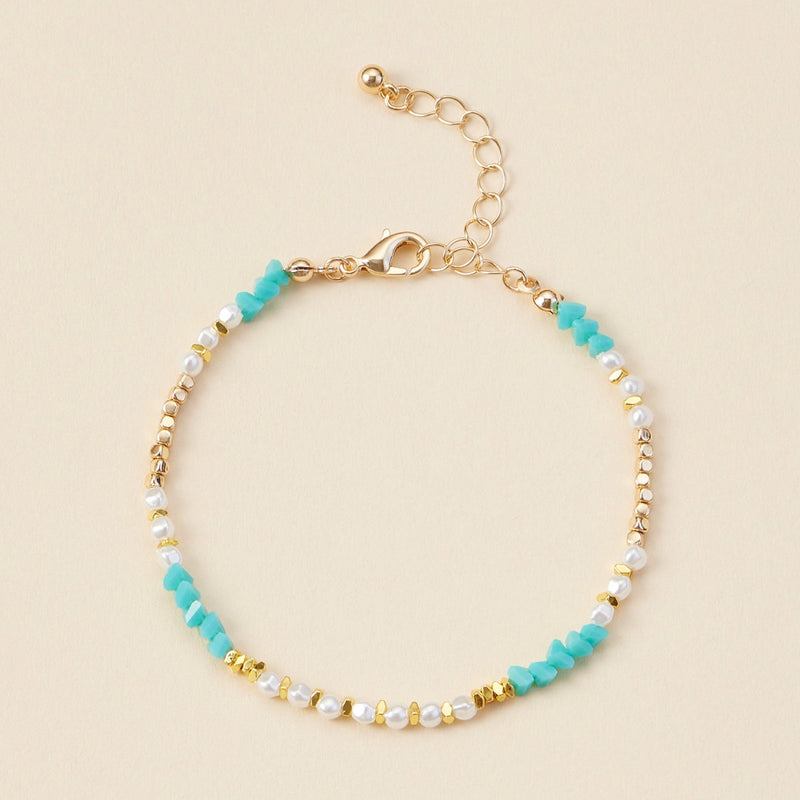 Pearl & Glass Beaded Basic Anklet