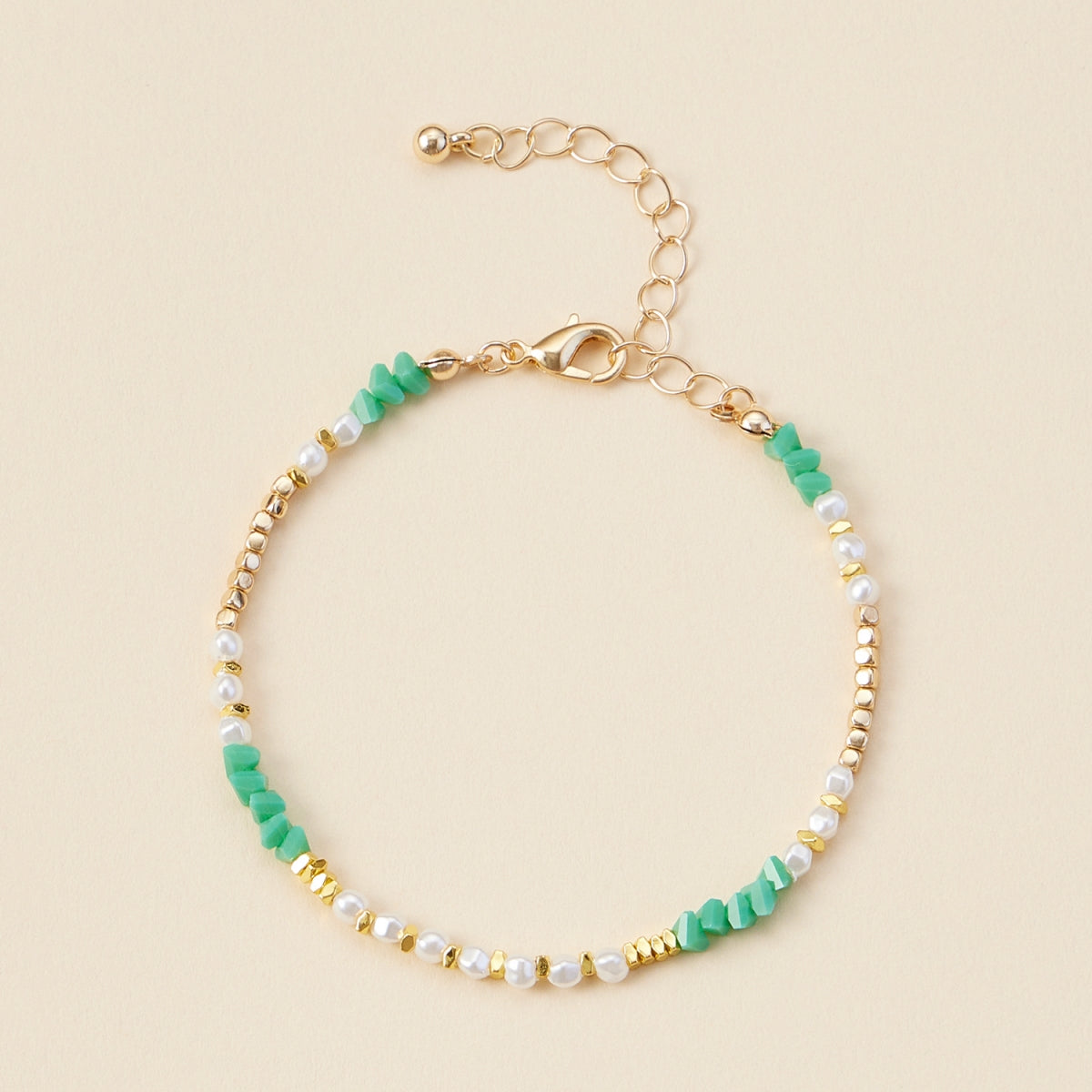 Pearl & Glass Beaded Basic Anklet