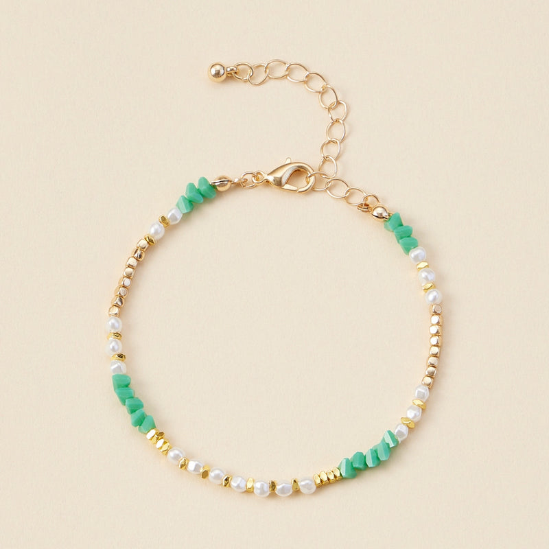 Pearl & Glass Beaded Basic Anklet