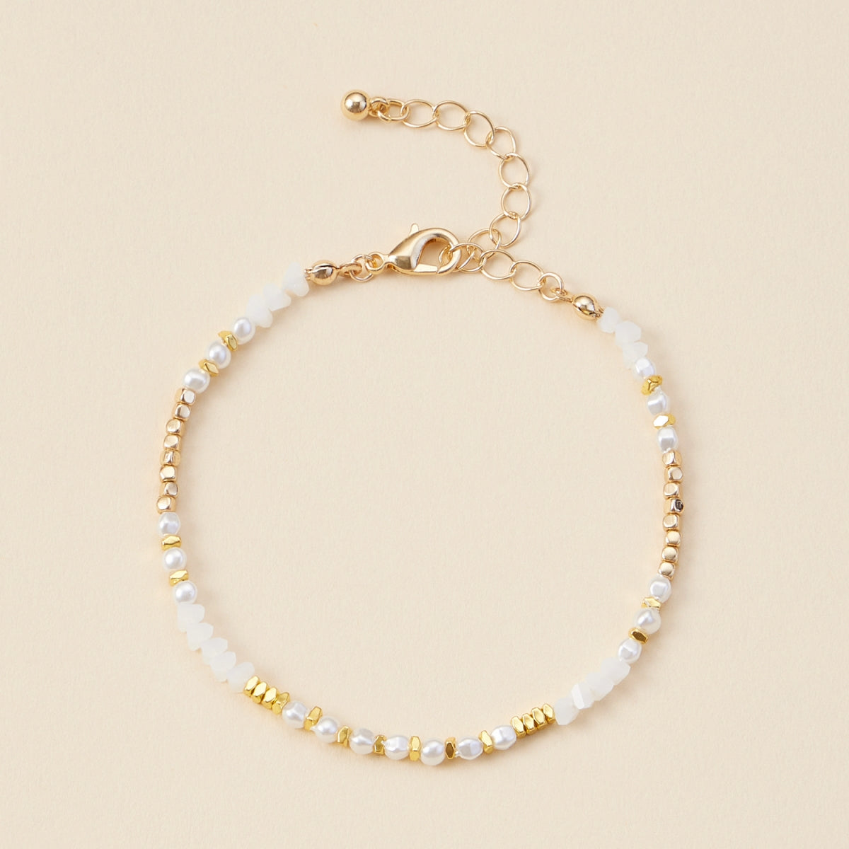 Pearl & Glass Beaded Basic Anklet