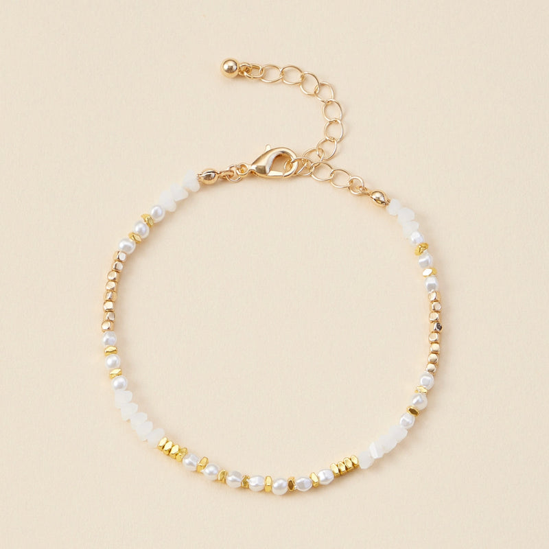 Pearl & Glass Beaded Basic Anklet