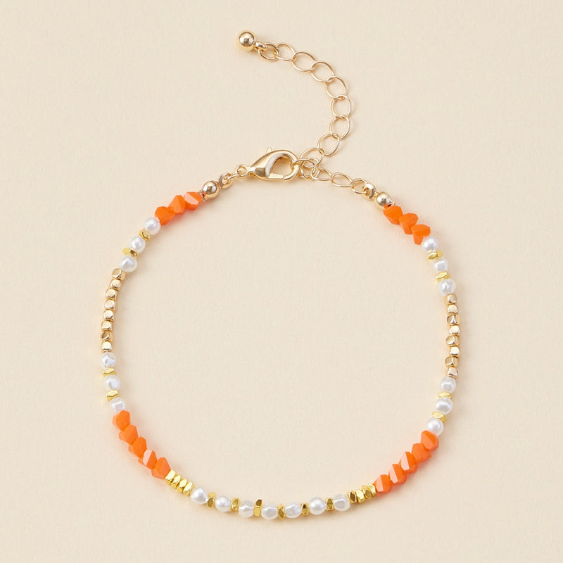 Pearl & Glass Beaded Basic Anklet