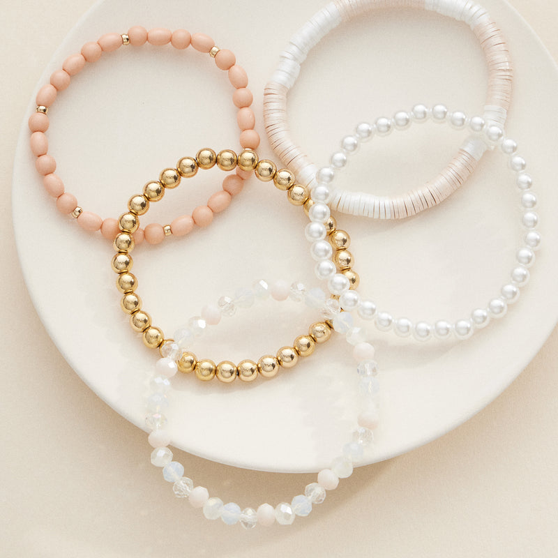 Stylish Beaded Bracelet Sets – Multicolor, Gold, and Pearl Designs