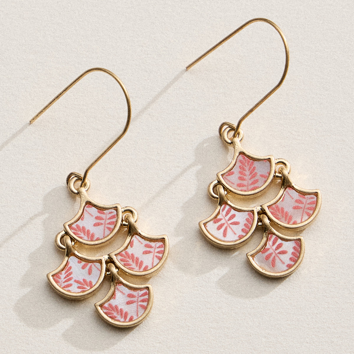 Boho-Chic Gold and Blue Mother of Pearl Drop Earrings – Floral Inlay Design
