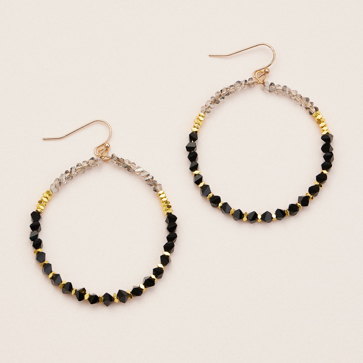 Crystal Beaded Hoop Earrings – Sparkling Boho Statement Earrings in Multiple Colors