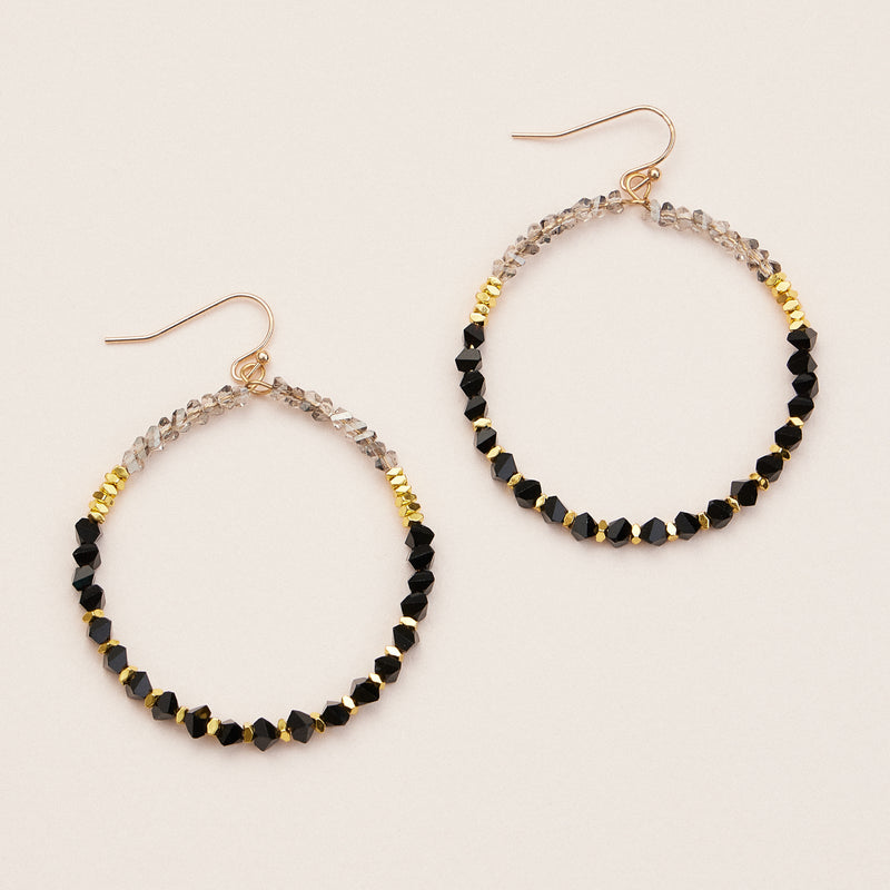 Crystal Beaded Hoop Earrings – Sparkling Boho Statement Earrings in Multiple Colors