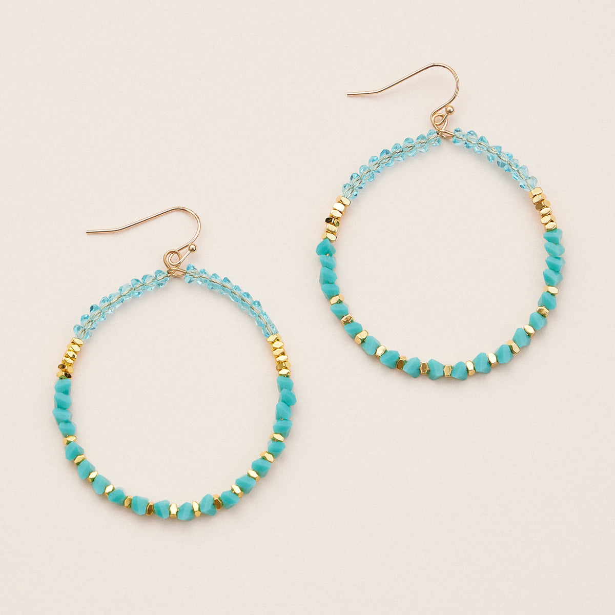 Crystal Beaded Hoop Earrings – Sparkling Boho Statement Earrings in Multiple Colors