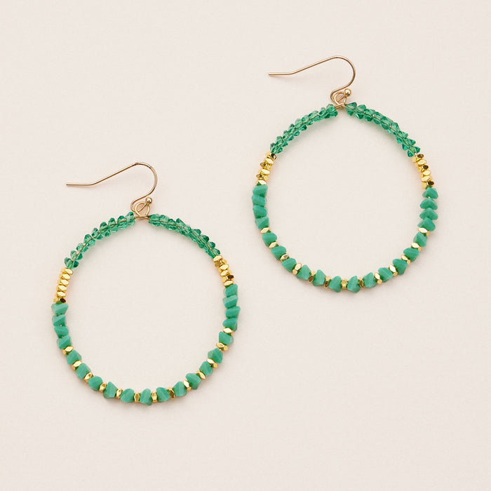 Crystal Beaded Hoop Earrings – Sparkling Boho Statement Earrings in Multiple Colors
