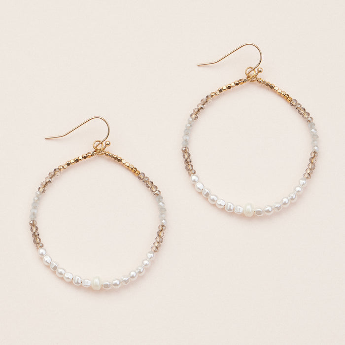 Elegant Crystal and Pearl Hoop Earrings – Gold Accent Statement Jewelry
