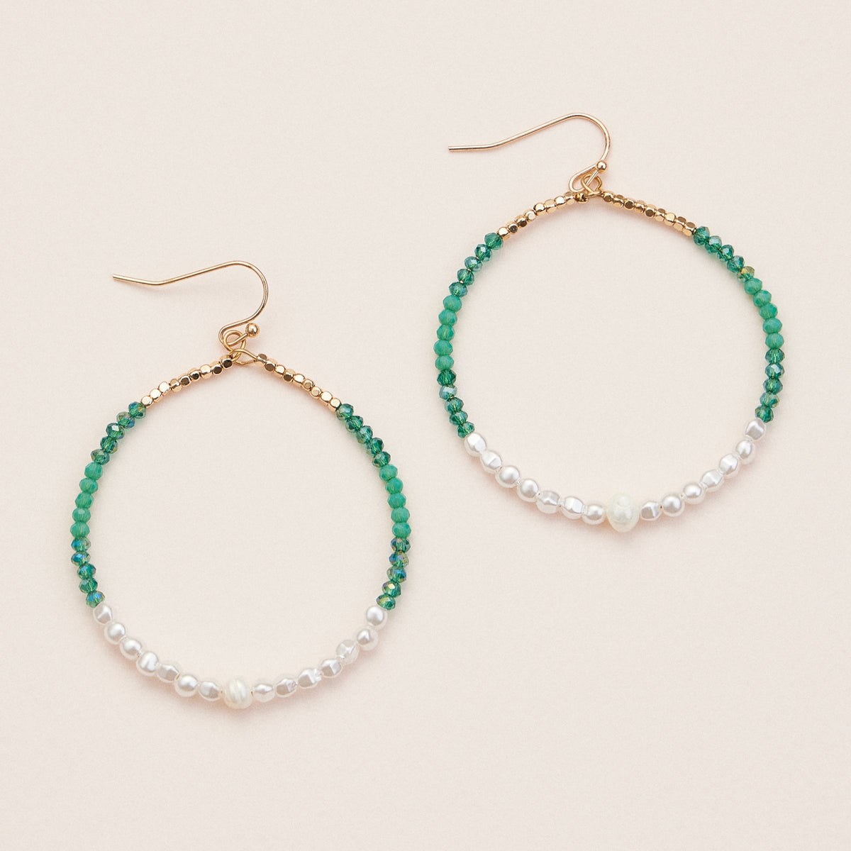 Elegant Crystal and Pearl Hoop Earrings – Gold Accent Statement Jewelry