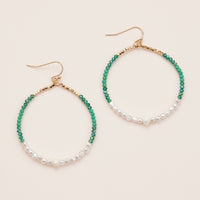 Elegant Crystal and Pearl Hoop Earrings – Gold Accent Statement Jewelry