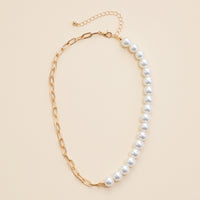 Pearl Charms & Chain Linked Short Necklace