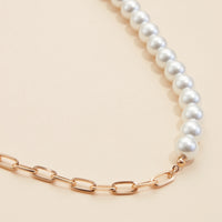 Pearl Charms & Chain Linked Short Necklace