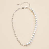 Pearl Charms & Chain Linked Short Necklace