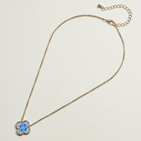 Blue Floral Pendant Necklace | Porcelain-Inspired Jewelry