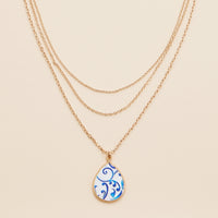Mother of Pearl Tear Drop Charm Layered Necklace