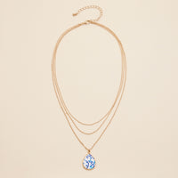 Mother of Pearl Tear Drop Charm Layered Necklace