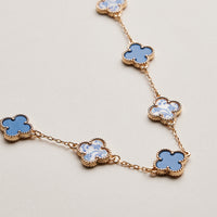 Blue Porcelain Clover Station Necklace
