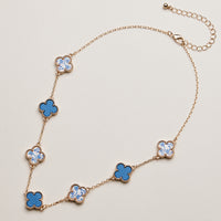 Blue Porcelain Clover Station Necklace