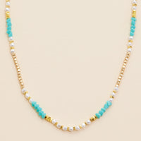 Glass Pearl & Metal Beaded Basic Necklace