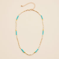 Glass Pearl & Metal Beaded Basic Necklace