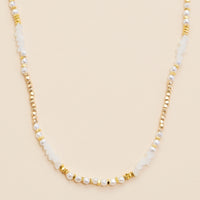 Glass Pearl & Metal Beaded Basic Necklace
