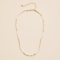 Glass Pearl & Metal Beaded Basic Necklace