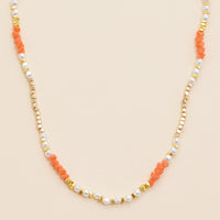Glass Pearl & Metal Beaded Basic Necklace