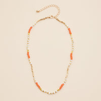Glass Pearl & Metal Beaded Basic Necklace