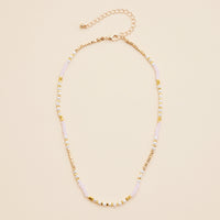 Glass Pearl & Metal Beaded Basic Necklace