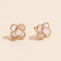 Floral Pearl & Shell Stud Earrings