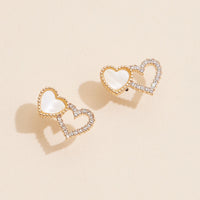 Linked Hearts Shell Stud Earrings