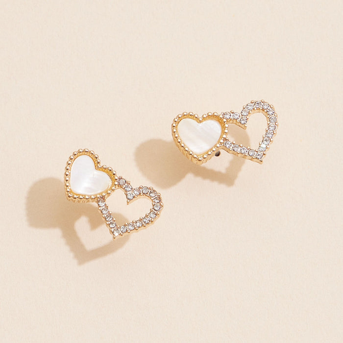 Linked Hearts Shell Stud Earrings