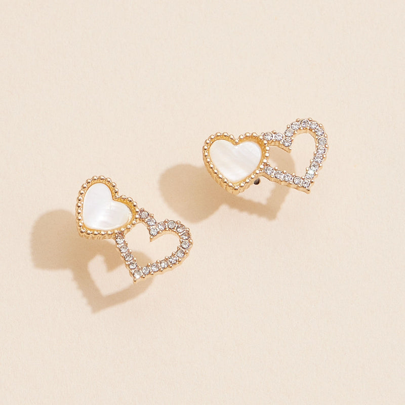 Linked Hearts Shell Stud Earrings