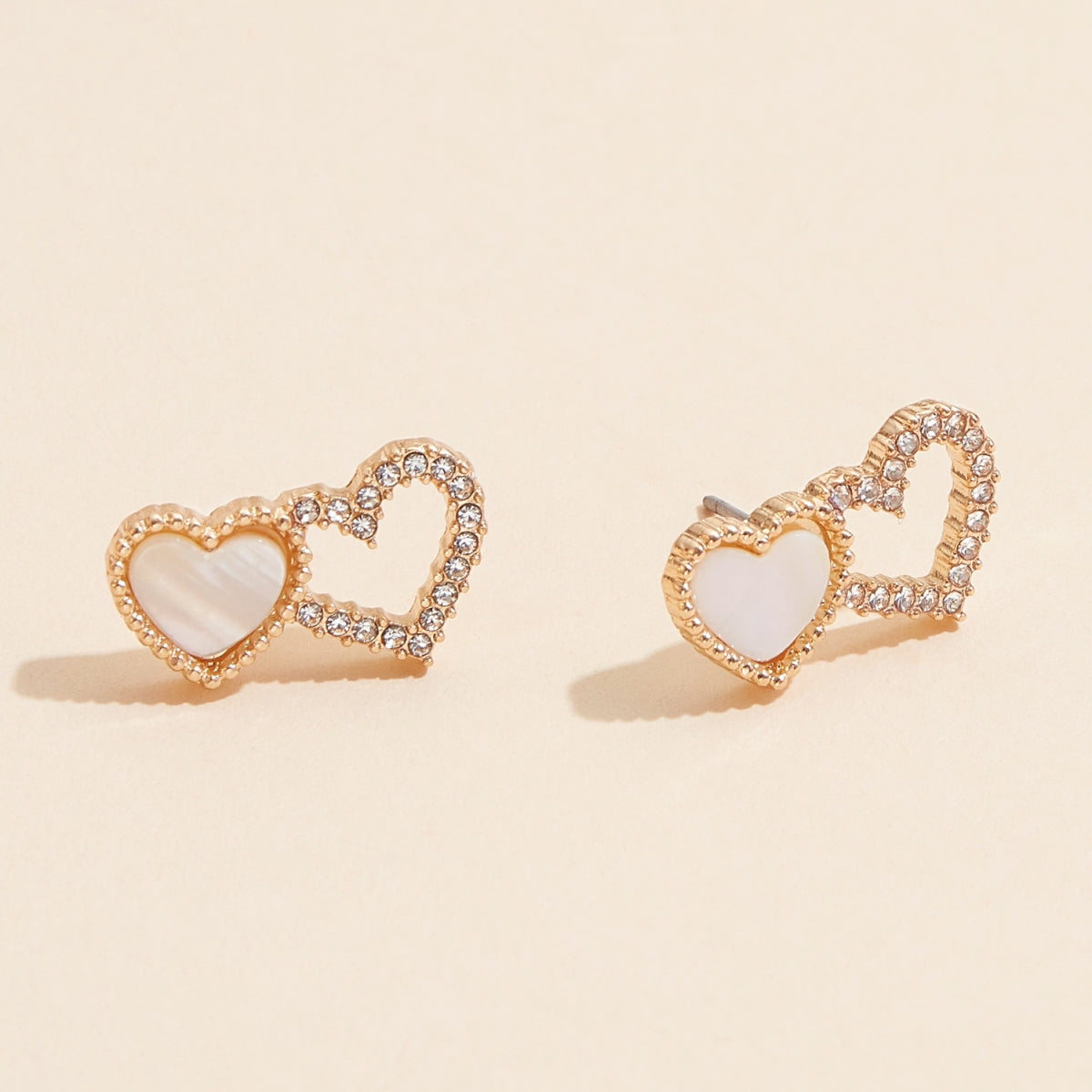 Linked Hearts Shell Stud Earrings