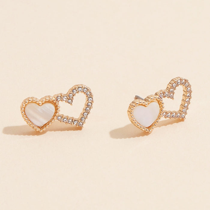 Linked Hearts Shell Stud Earrings