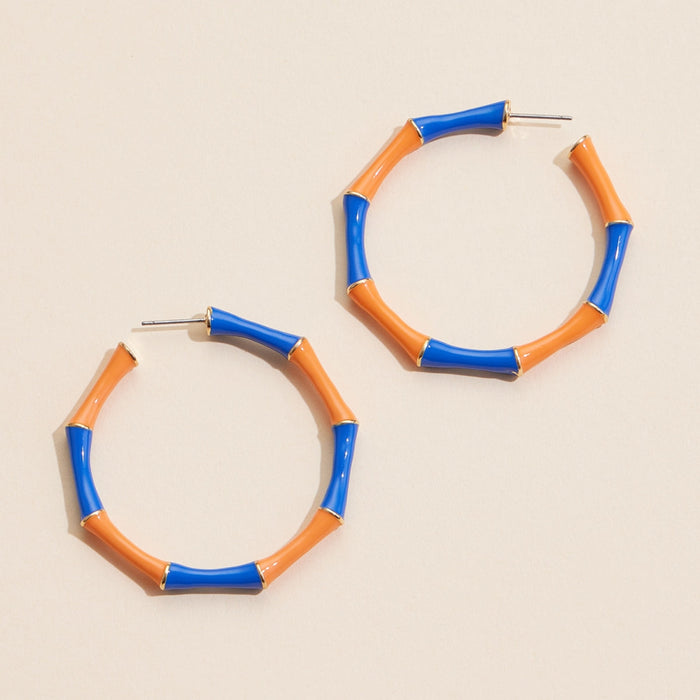 Color Block Enamel Hoop Earrings