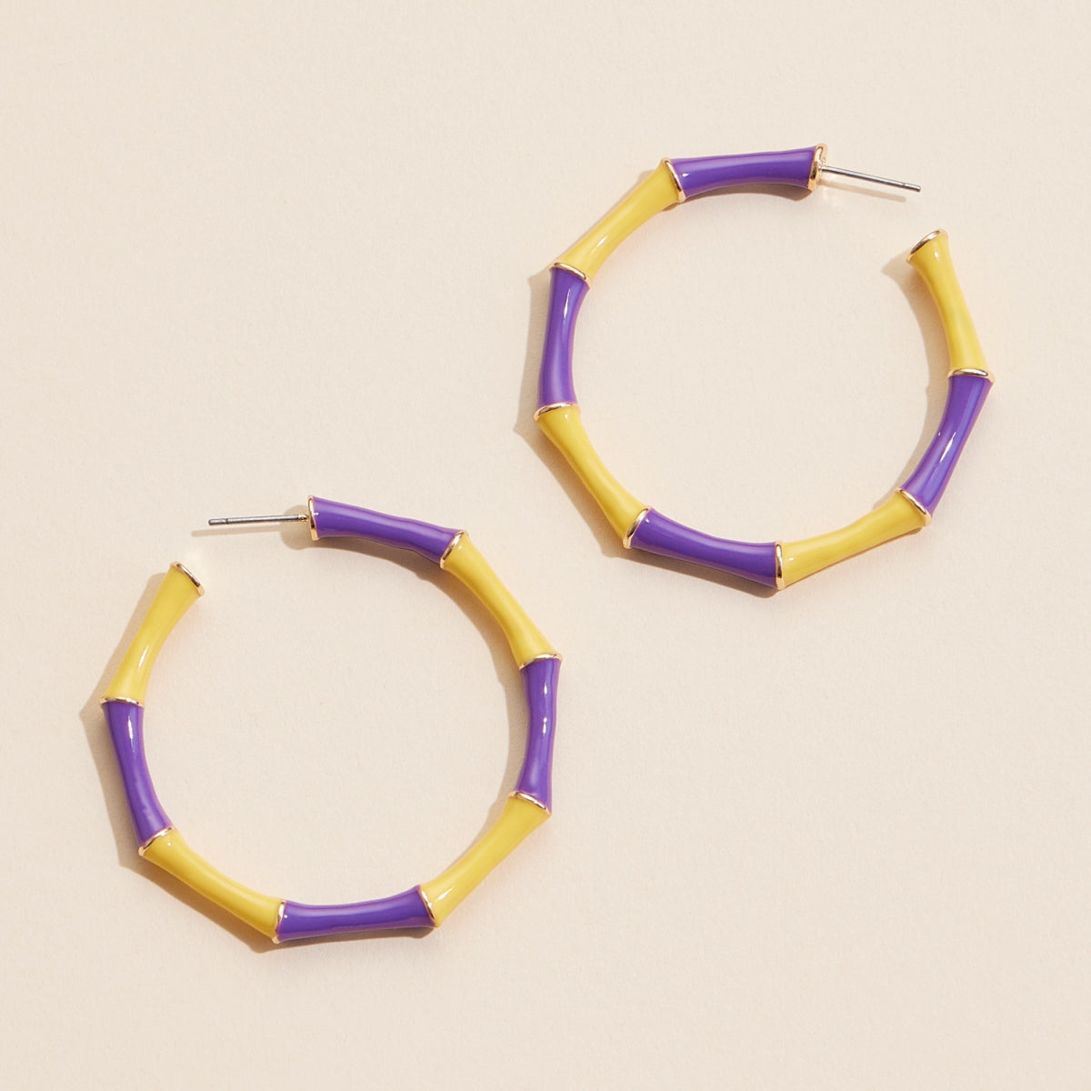 Color Block Enamel Hoop Earrings
