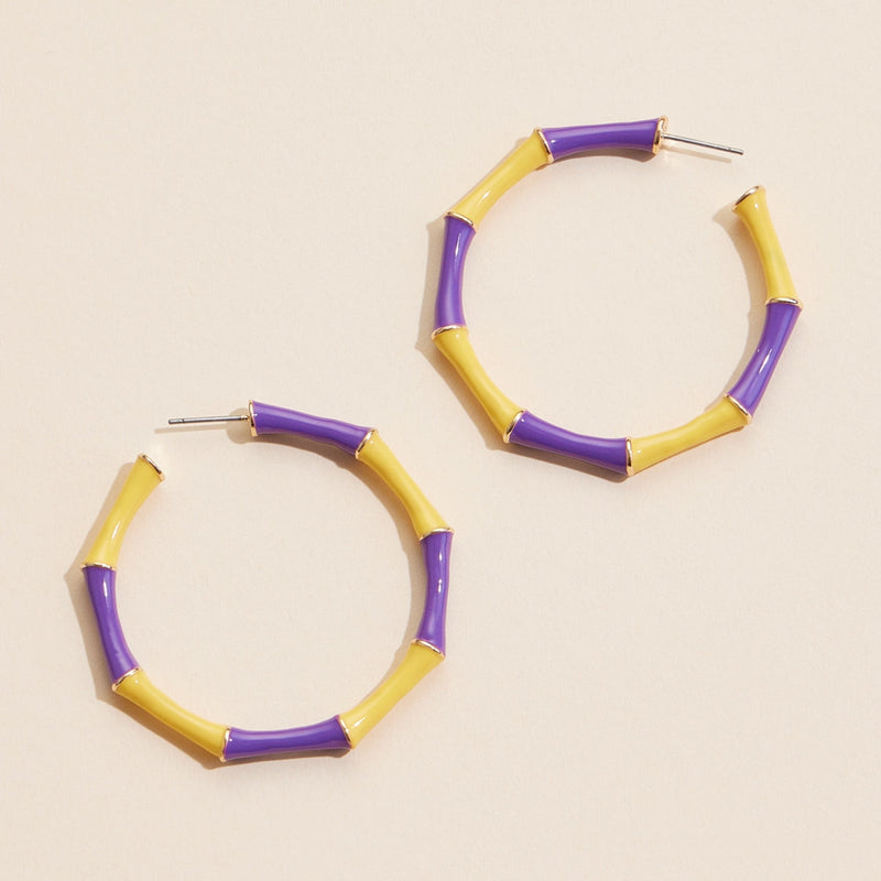 Color Block Enamel Hoop Earrings