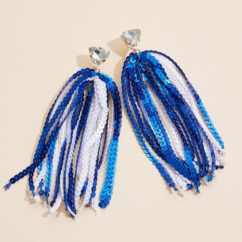 Sequined Tassels Glass Charm Dangling Earrings