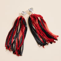 Sequined Tassels Glass Charm Dangling Earrings