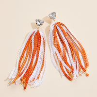 Sequined Tassels Glass Charm Dangling Earrings