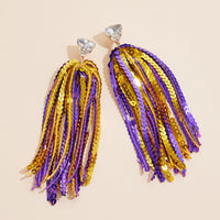 Sequined Tassels Glass Charm Dangling Earrings