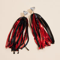 Sequined Tassels Glass Charm Dangling Earrings