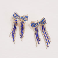 Bow Fringes Rhinestones Earrings