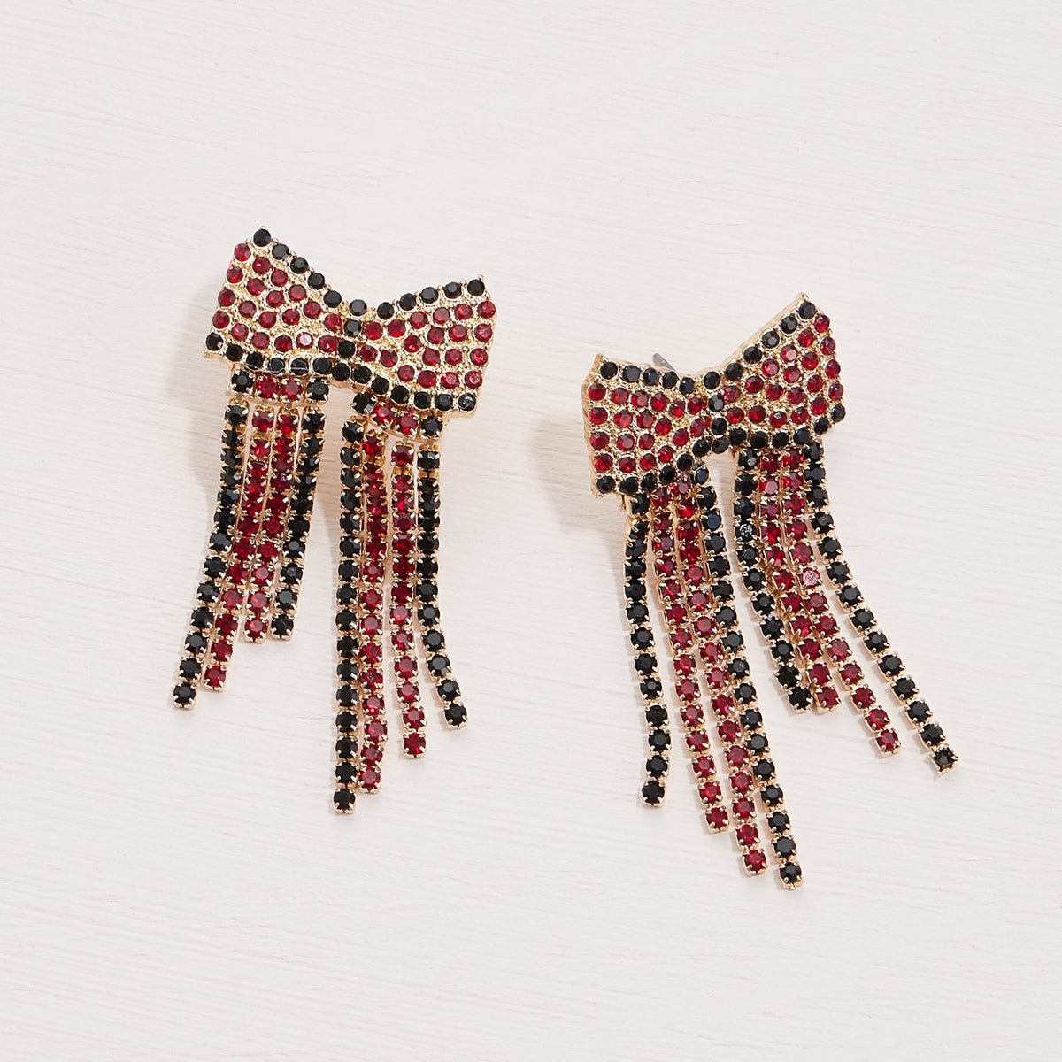 Bow Fringes Rhinestones Earrings
