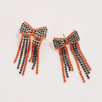 Bow Fringes Rhinestones Earrings